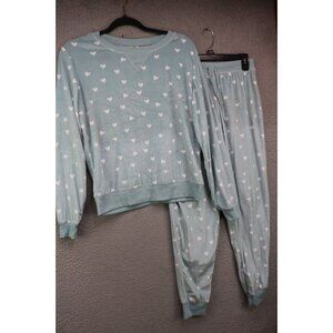 Honeydew Velour Pajama Set-Hearts-Size Small
